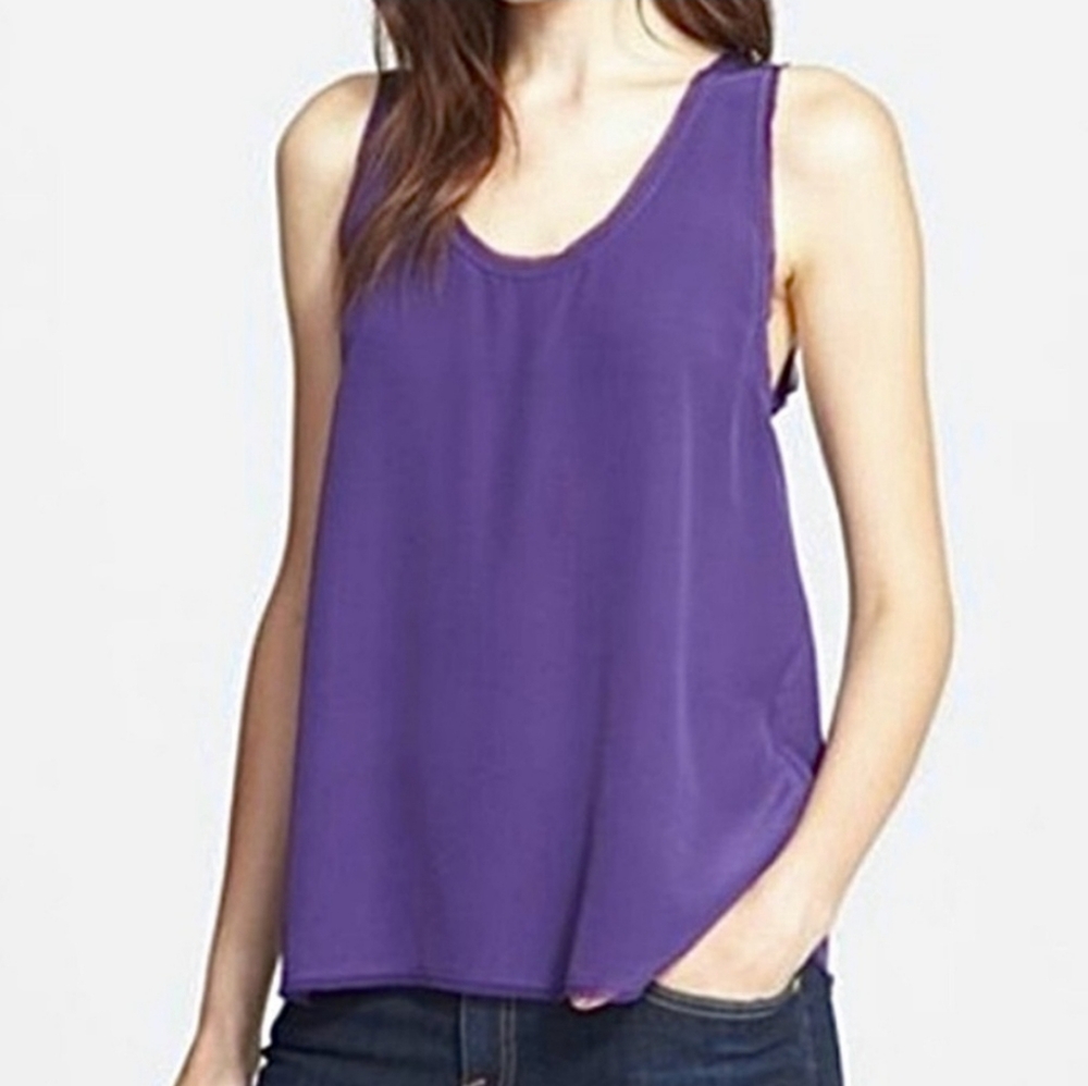 JOIE Kenji Purple Silk Scoop Neck Sleeveless Blouse NWT!
